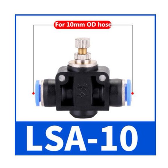 Stainless Steel Flow Control Valve for Pneumatic Applications with 4mm 6mm 8mm 10mm Hose Connections Used in Medium Pressure Setups (LSA-10)
