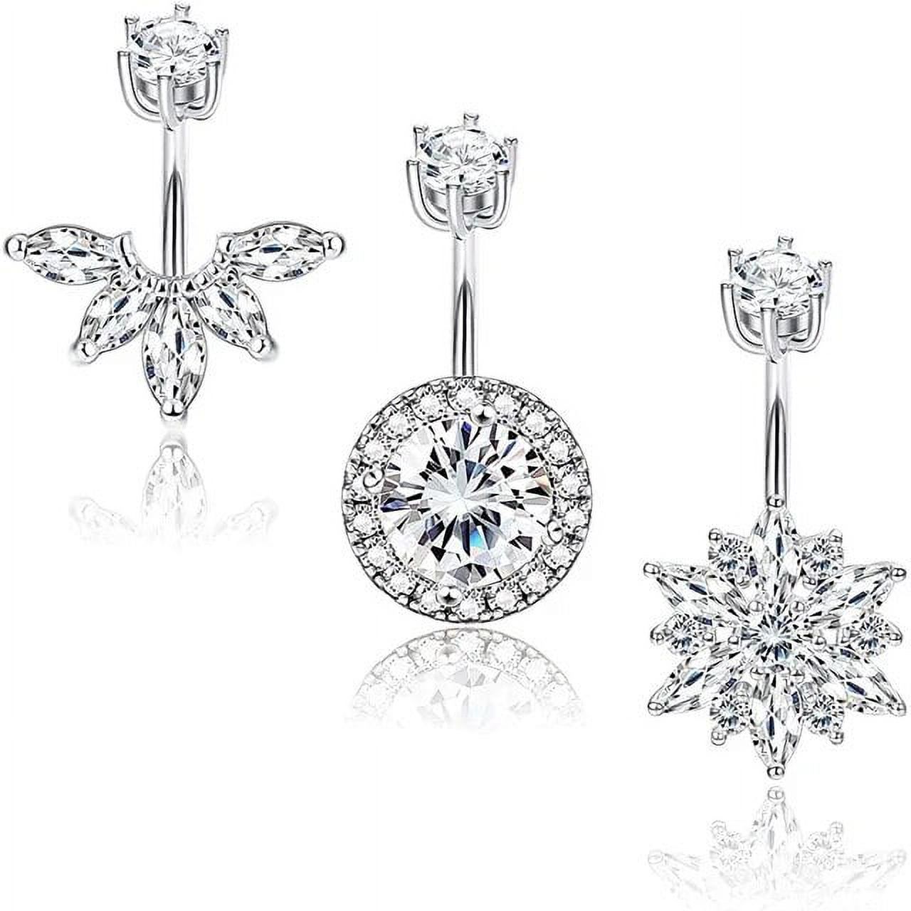 Stainless Steel Flower Belly Piercing Set 14G Butterfly Belly Button