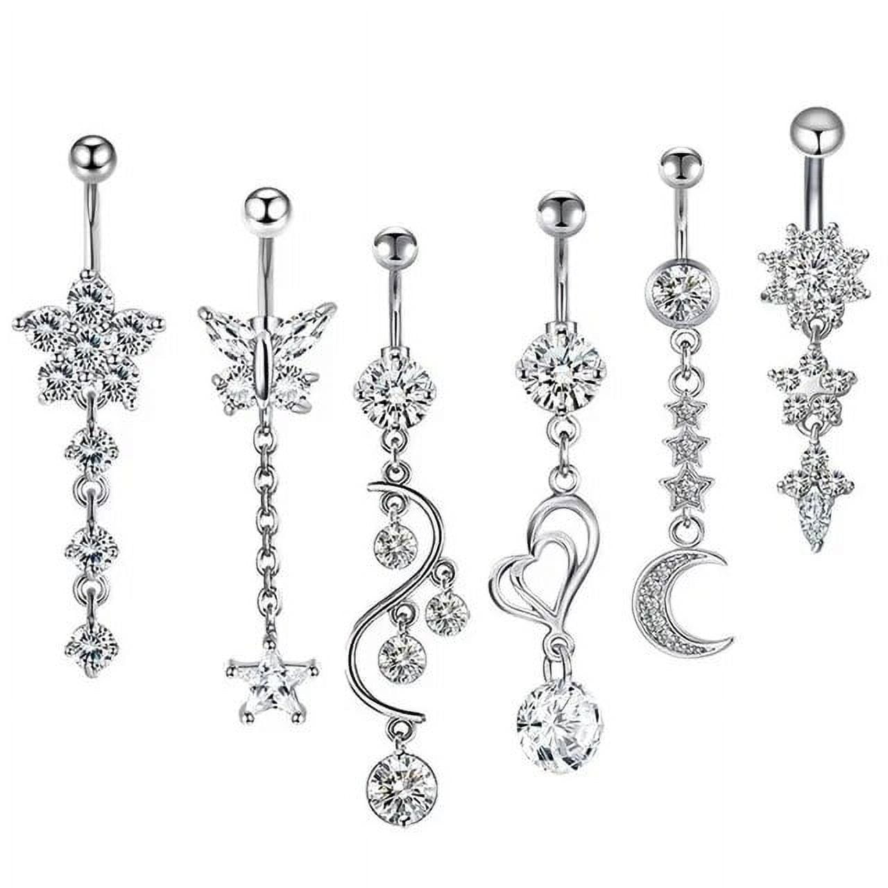 Stainless Steel Flower Belly Piercing Set 14G Butterfly Belly Button