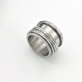 thumbnail image 1 of Stainless Steel Flower Pattern Wide Style Rotating Spinner Anxiety Pressure Rlief Band Ring, 1 of 9