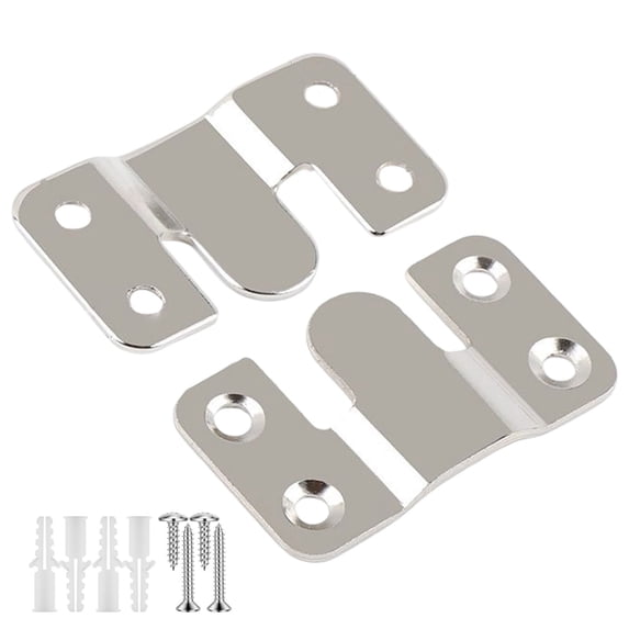 Stainless Steel Flush Mount Bracket, Detachable and Reusable Picture Hanging Hooks for Wall, Heavy Duty Photo Frame Hook, Furniture Connector for Headboard and Mirror Mounting