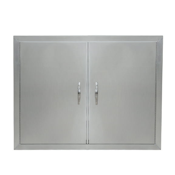 Stainless Steel Flush Mount, Wall Vertical with Handles, Brushed Stainless Steel BBQ Access Double Door Panel