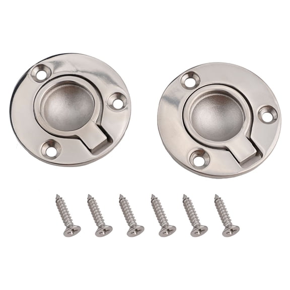 Stainless Steel Flush Ring Pull Handles, 2 Pack Round Recessed Door Pulls for Cabinets, Drawers, Wardrobes and Marine Boat Hatch Latch Applications with Resistance and Sleek Minimalist