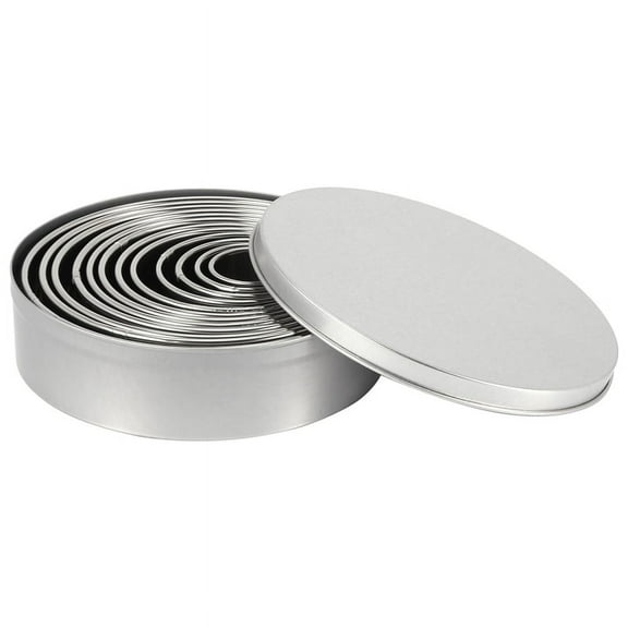 Stainless Steel Fluted Edge Round Cookie Biscuit Cutter Set 12 Pieces Graduated Ring Sizes