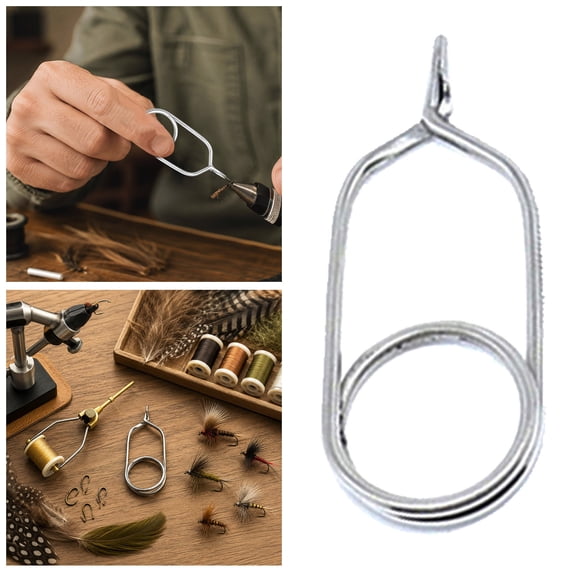 Stainless Steel Fly Tying Hackle Plier Smooth Spring Loop Hackle Holder Tool Durable Fly Fishing Tackle For Dry Flies Streamers Nymphs(Silver2-5X1.5Cm)