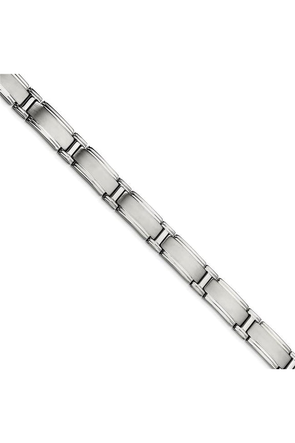 Stainless Steel Fold over Engravable Brushed and Polished Bracelet 9.5 Inch Measures 11mm Wide Jewelry for Women