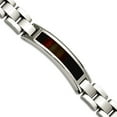 thumbnail image 1 of Stainless Steel Fold-over Polished Brushed Black Wood Enameled Bracelet 8.5 Inch 12mm Wide Link Bracelet for Women, 1 of 2