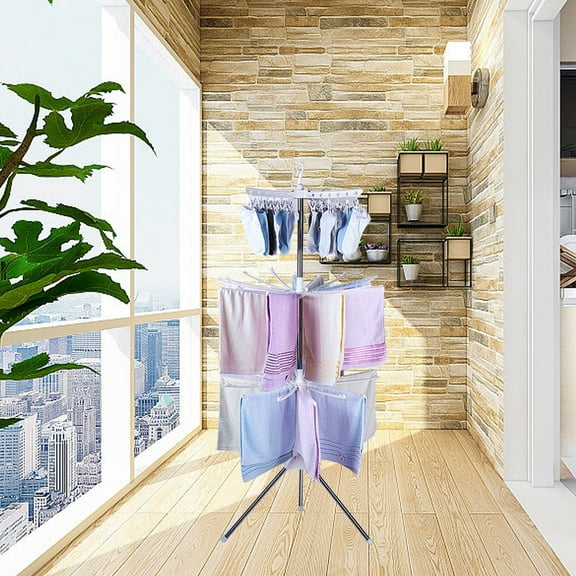 Stainless Steel Foldable Clothes Drying Rack with 24 Clothespins, 90x180cm Space Saving Laundry Rack for Indoor/Outdoor Use, White Pink Multi-Purpose Portable Clothesline for Towels & Garments