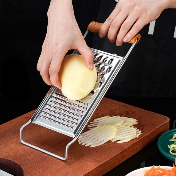 Stainless Steel Foldable Double Sided Grater, Multi-functional Kitchen Tool for Potatoes Cheese Vegetables, Portable Shredder for Ginger Garlic Chocolate, Dishwasher Safe Grater, Ergonomic Design