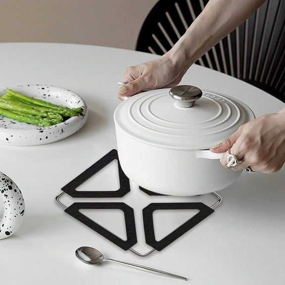 Stainless Steel Foldable Heat Mat | Adjustable Pot Trivet & Placemat | 12.5x12.5cm Table Protector for Kitchen & Picnics | Pack of 2