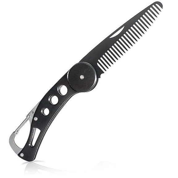 High Quality Stainless Steel Multifunctional Beard Comb, Stainless Steel Folding Beard Comb for Men with Anti-Static Feature, Smooth Comb Surface, Portable Design for On-The-Go