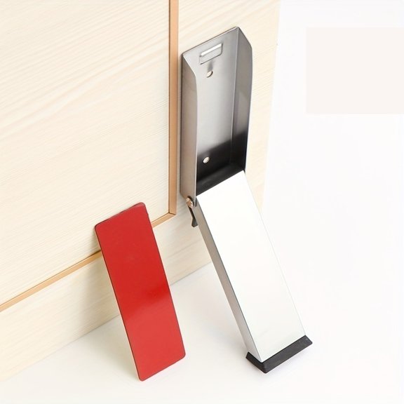 Stainless Steel Folding Door Wedge Holder - Rubber Anti-Wear Foot-Operated Removable Door Stop for Collision Protection