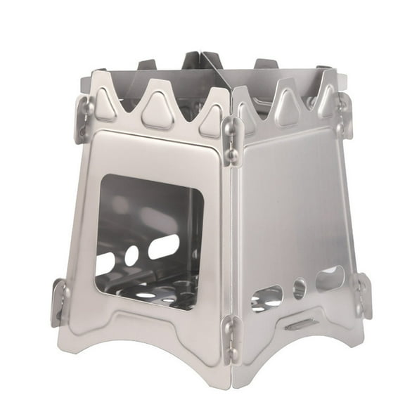 Stainless Steel Folding Firewood Stove Portable Outdoor Camping Stove For Hiking Picnic Backpacking Lightweight Compact Design Size 5.31 X 5.31 X 6.3 Inches Weight 0.732 Lb