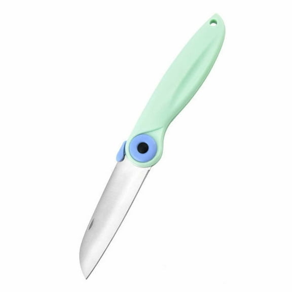 Stainless Steel Folding Fruit Knife - Portable Peeling Mini Knife for Outdoor Use, Ergonomic Handle, Durable Sharp Blade, Ideal for Picnics and Family Gatherings, Green Color, 11x3x1cm