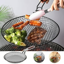 Stainless Steel Folding Grill Basket, Portable Grill Basket with Wooden Handle, Large Capacity Barbecue Baskets, Vegetable Meat Grilling Basket, Outdoor Camping BBQ Accessories