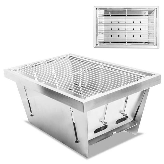 Stainless Steel Folding Grill, Outdoor BBQ Grill for Camping, Beach Barbecue, Picnics and Beach Party