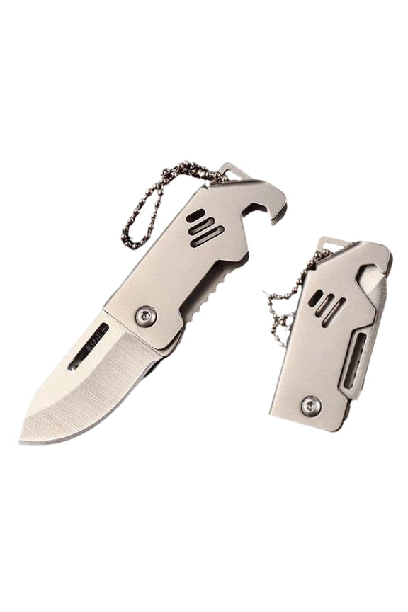 Stainless Steel Folding Pocket Knife with Keychain Compact Design Utility Blade for Everyday Carry Outdoor Use