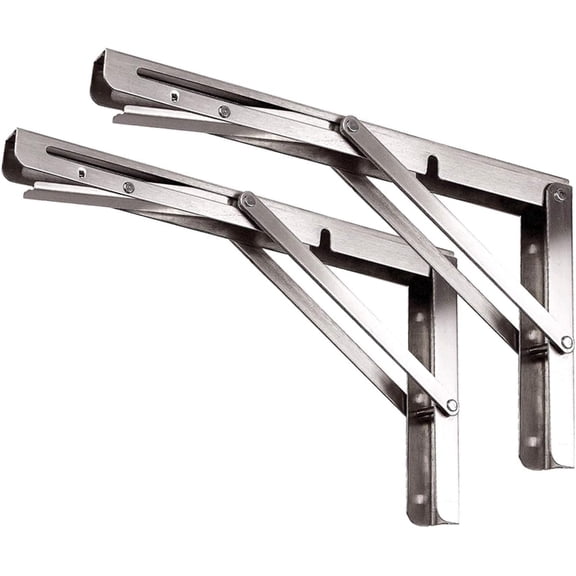 Heavy Duty Stainless Steel Collapsible Wall Mounted Shelf Brackets, Folding Shelf Brackets for Space Saving Diy Projects