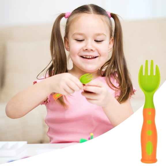 Stainless Steel Fondue Forks Baby Stereo Two Color Spoon Fork P Two Color Cartoon Spoon Baby Spoon Spoon Training Spoon Fork