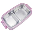 thumbnail image 1 of Stainless Steel Food Box, Aetherz Reusable 2 Compartment Lunch Box Container with Lids Divided Food Storage Containers for Work, Picnic, Home, Travel (Pink), 1 of 5