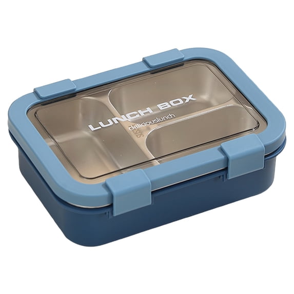 Stainless Steel Food Box, Aetherz Reusable 3 Compartment Lunch Box Container with Lids Divided Food Storage Containers for Work, Picnic, Home, Travel (720Ml)