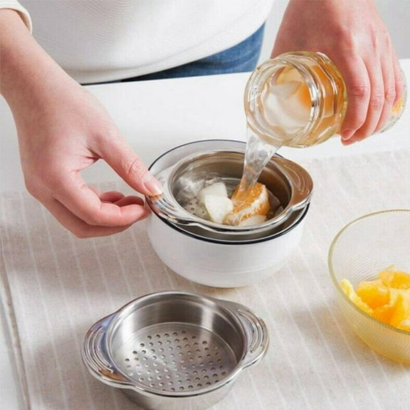 Stainless Steel Food Can Strainer Sieve Tuna Press Lids Oil Drainer Remover