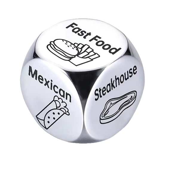 Stainless Steel Food Choice Dice Funny Decision Maker for Couples Date Night Ideas with Fast Food Mexican and Steakhouse Options