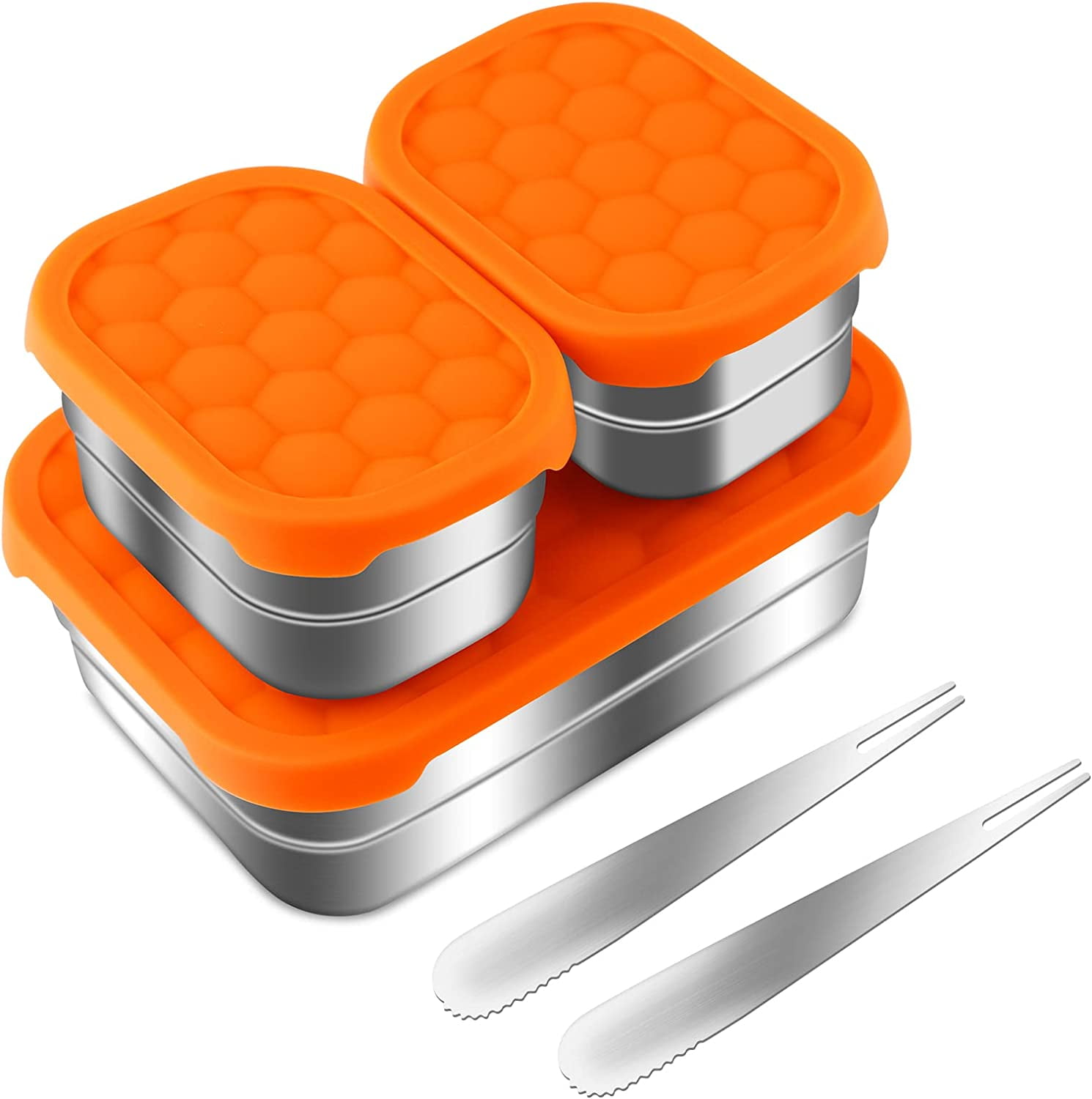 Stainless Steel Food Containers With Silicone Lids Stainless Steel Food Containers with Lids Set of 3 (28 oz, 8 oz, 8 oz
