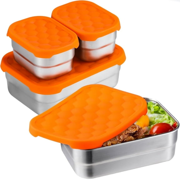 Stainless Steel Food Containers with Lids, Set of 4 (228 oz, 28 oz), Snack Storage Containers