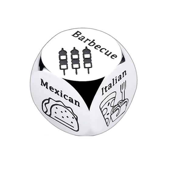Stainless Steel Food Decision Dice, 6 Food Options For Dinner Dating, Gift For Couples Groom Bride Anniversary Birthday
