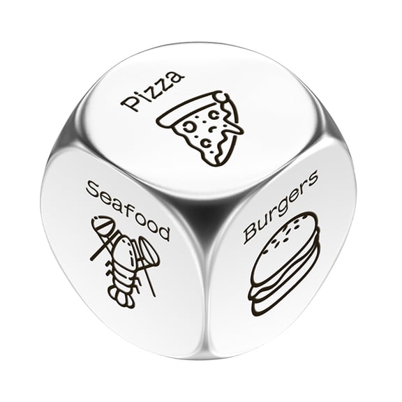 Stainless Steel Food Decision Dice Fun Dinner Selection and Date Night Decision Maker Durable Metal Decider for Couples Meals and Gourmet Choices