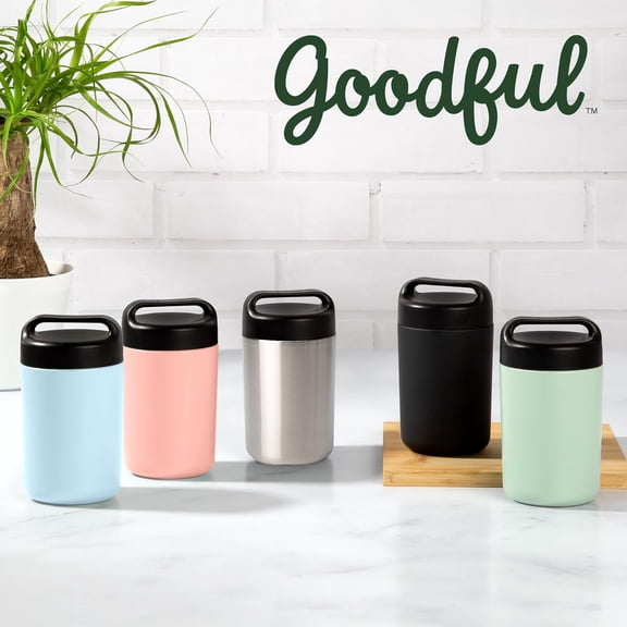 Stainless Steel Food Jar, Double Wall Vacuum Sealed Insulated Food Storage Container with Carry Handle Lid, 16-Ounce, Gray