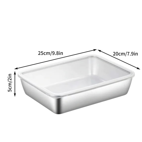 Stainless Steel Food Preparation Box for Refrigerator Picnic, Rectangular Outdoor Cooking Hot Pot Side Container, Durable Kitchen Storage Bin