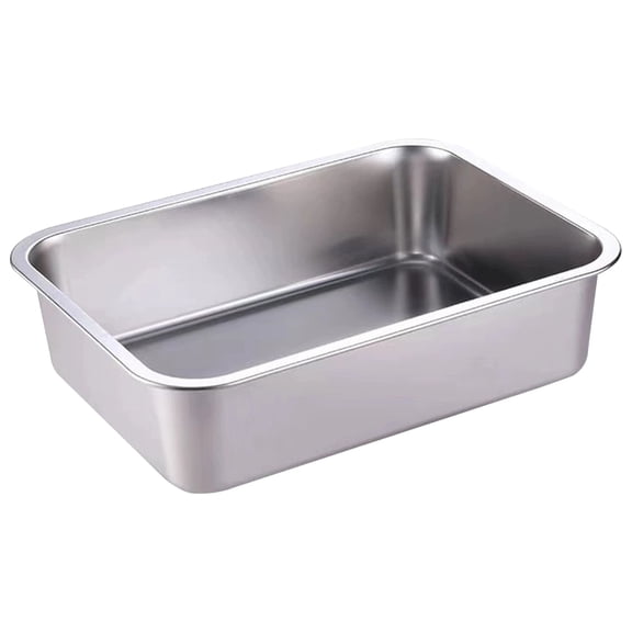 Stainless Steel Food Serving Tray,Non Stick Multifunctional Metal Tray for Kitchen,Rectangle Metal Dinner Plate,Decorative Tray, Lightweight,for Kitchen,Camping and Picnic,6''X4.45''X1.38''(Silver)