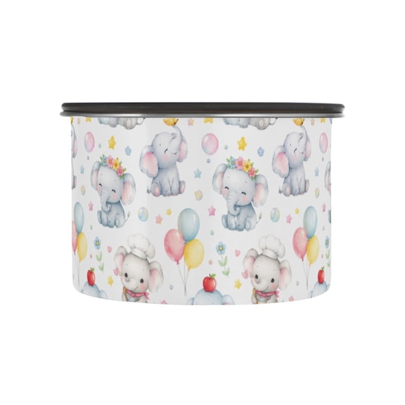Stainless Steel Food Storage Canister Airtight Vacuum Seal Container with Silicone Gasket Cozy Watercolor Cartoon Elephant 500ml