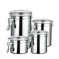 thumbnail image 1 of Stainless Steel Food Storage Canister with Locking Lid | Airtight Container for Coffee Tea Milk Powder | 4-Piece Set with Multiple Sizes | Mirror Polished Easy Clean Design, 1 of 9