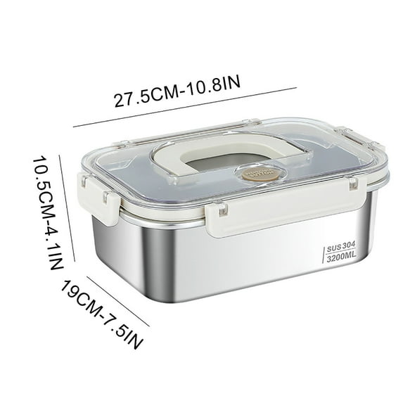 Stainless Steel Food Storage Container Airtight Bento Lunch Box Refrigerator Microwave Safe 4 Sizes Fruit Vegetable Keeper