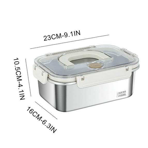 Stainless Steel Food Storage Container Airtight Bento Lunch Box Refrigerator Microwave Safe 4 Sizes Fruit Vegetable Keeper