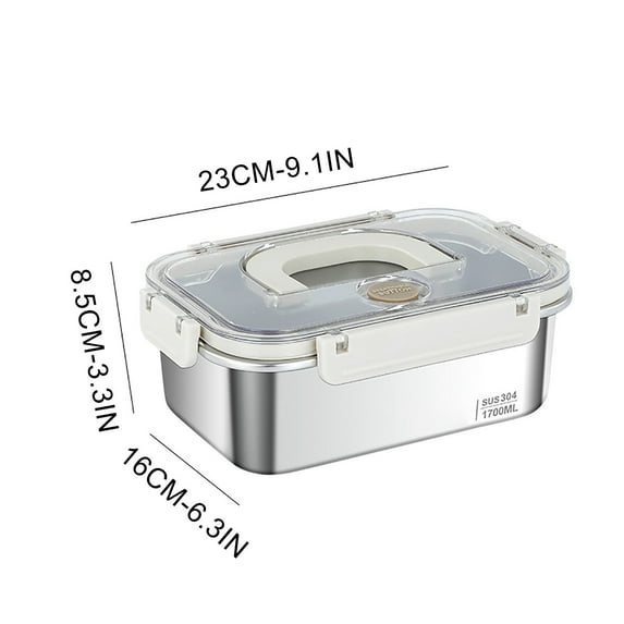 Stainless Steel Food Storage Container Airtight Bento Lunch Box Refrigerator Microwave Safe 4 Sizes Fruit Vegetable Keeper