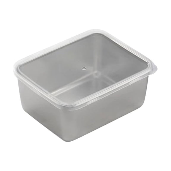 Stainless Steel Food Storage Container with Lid Thickened Metal Square Tray for Meal Prep Kitchen Fridge Organization Food Serving Baking Oven Use,1PC,Grey