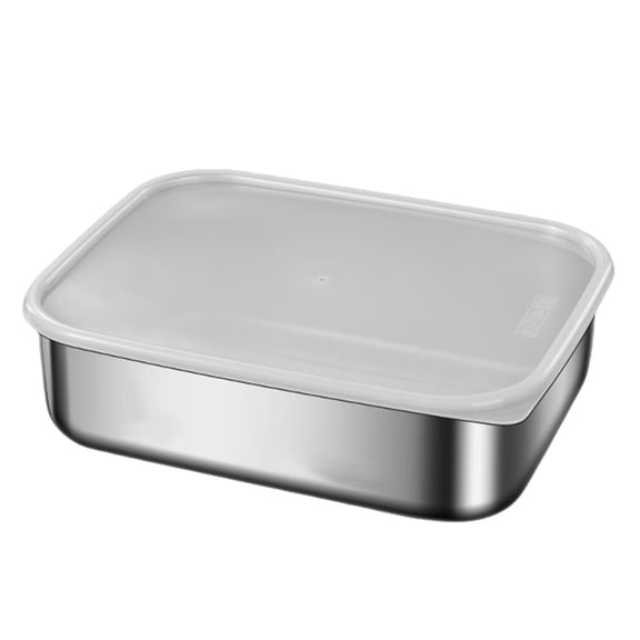 Stainless Steel Food Storage Container Practical Crisper with See Through Lid Large Capacity Lunch Box for Household Use