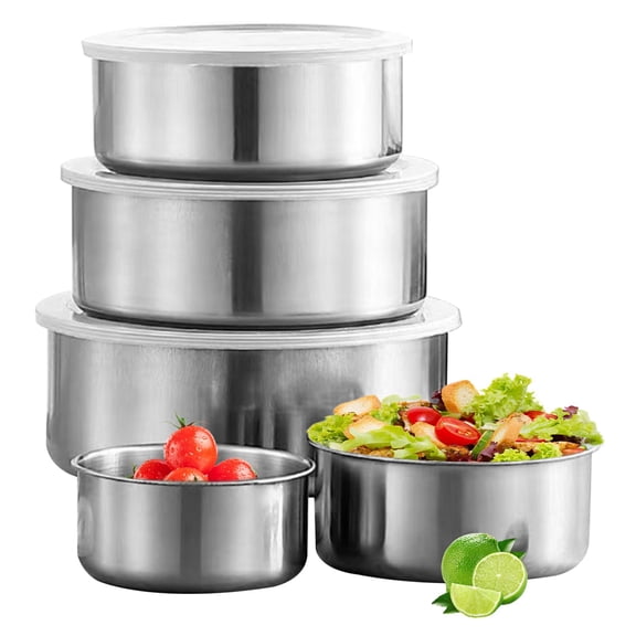 Stainless Steel Food Storage Container Set with Lids, 5-Piece Stackable Airtight Containers for Food Organization, Storage, and Meal Portability