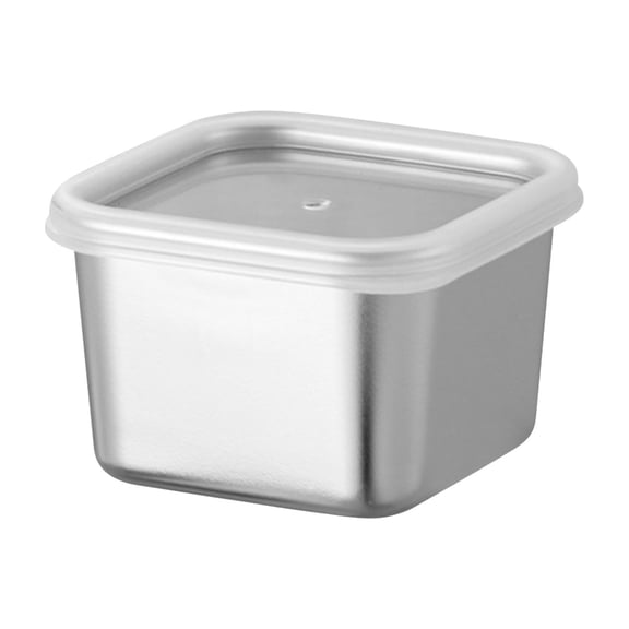 Stainless Steel Food Storage Containers, 180ML Airtight Leakproof Square Meal Prep Containers, Multi-Use Seasoning Box, Snack Container with Lids for Kitchen Refrigerator Storage