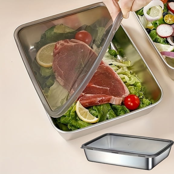 Stainless Steel Food Storage Containers for Organized Kitchen with Secure Black Lids and Freshness Solutions end# start#s# stainless steel construction storage for Dry Fresh Produce and Meal Prep