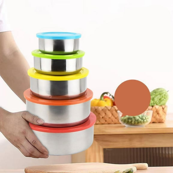 Stainless Steel Food Storage Containers with Plastic Lids, Leakproof Stainless Steel Lunch Box Containers, Home Kitchen Food Container, Mixing Bowl Set, Kitchen Utensils