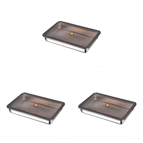 Stainless Steel Food Storage Containers Set of 3, Stackable Rectangular Containers with Airtight Lids, Leak-Proof Lunch Boxes for Fridge Freezer Meal Prep and Picnics (12.9"x9"x1.96")