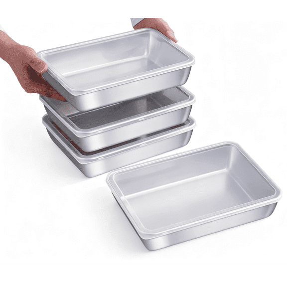 Stainless Steel Food Storage Containers with Lids | Reusable Meal Prep Lunch Box Set | Stackable Bento Tray for Refrigerator & Pantry Organization