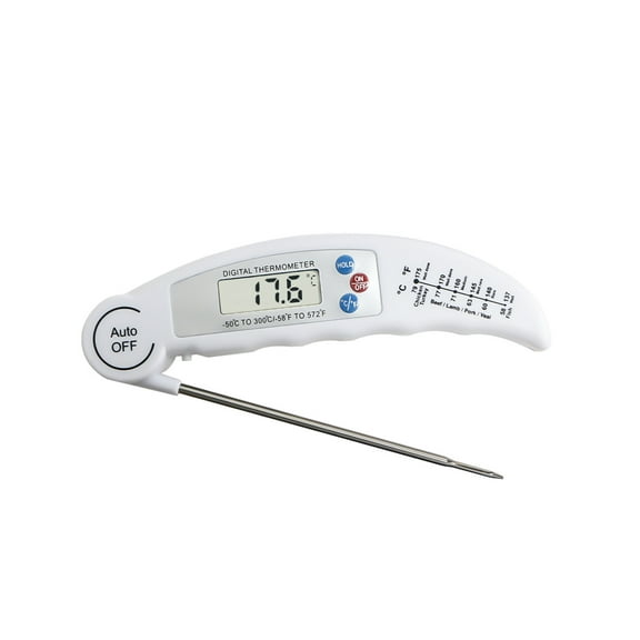 Stainless Steel Food Thermometer | Foldable Probe | Fast-Read Digital BBQ & Cooking Thermometer | °C/°F Conversion | LED Backlit Display | 1Pcs