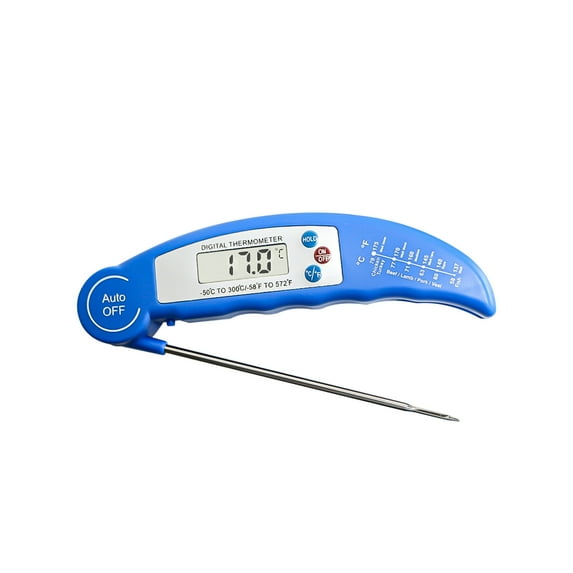 Stainless Steel Food Thermometer | Foldable Probe | Fast-Read Digital BBQ & Cooking Thermometer | °C/°F Conversion | LED Backlit Display | 1Pcs