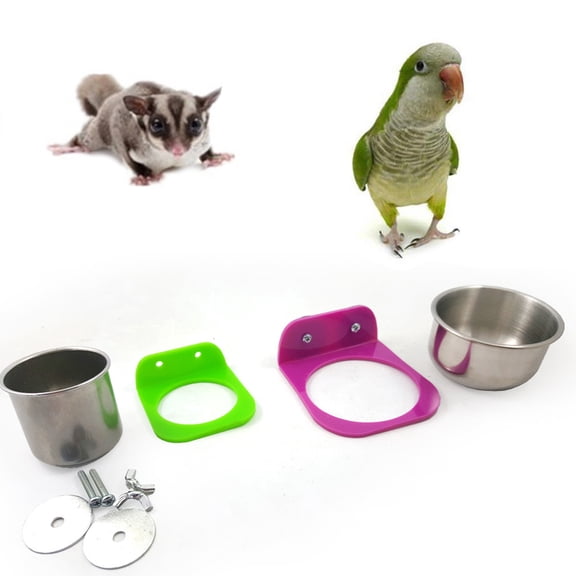 Stainless Steel Food Water Feeding Bowl Cup Bird Parrot Feeder Pet Cage Supplies